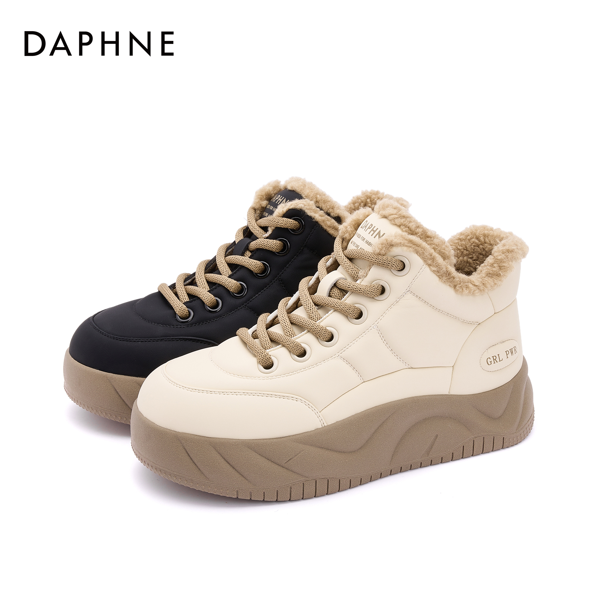 达芙妮2025新款舒适女鞋新款休闲舒适ins秋冬时尚加绒百搭平底女