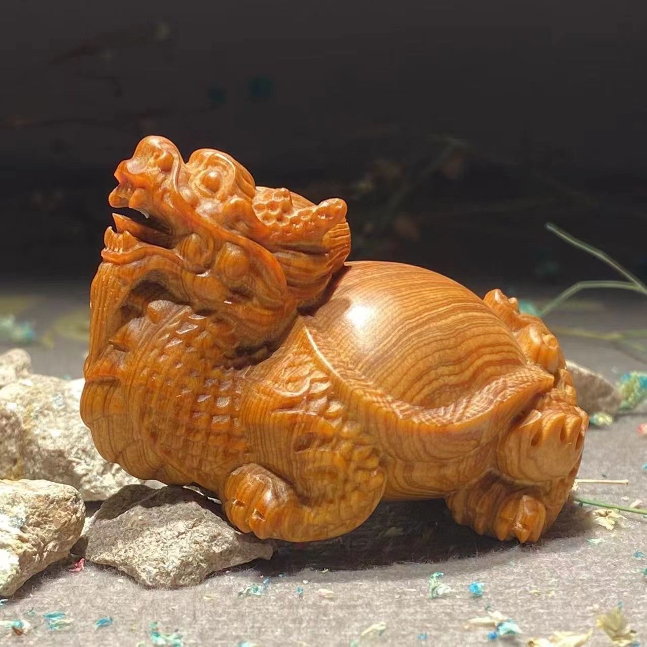 《龙龟》太行崖柏陈化红油高油高密手把件木雕客厅雕刻摆件 