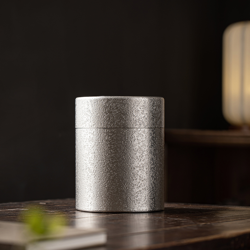 特大号纯锡盖茶叶罐岩纹简约双层防潮密封储茶罐高档160X200mm