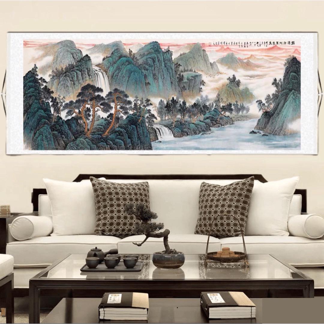 《锦绣神州万象生》大八尺260cm*80cm已装裱客厅靠山风景图装饰挂