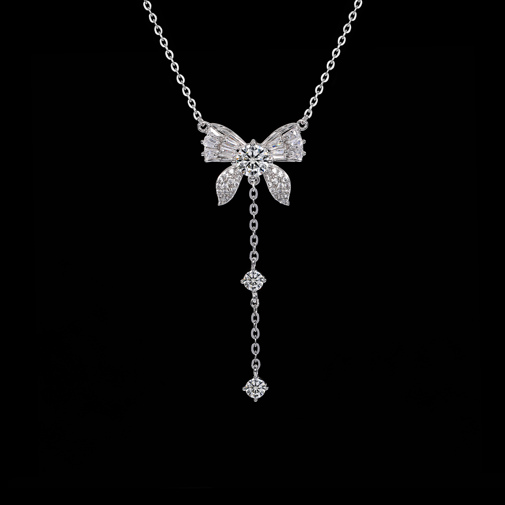 坠链均925银莫桑石 木木（SY3575）莫桑蝴蝶50分项链45厘米