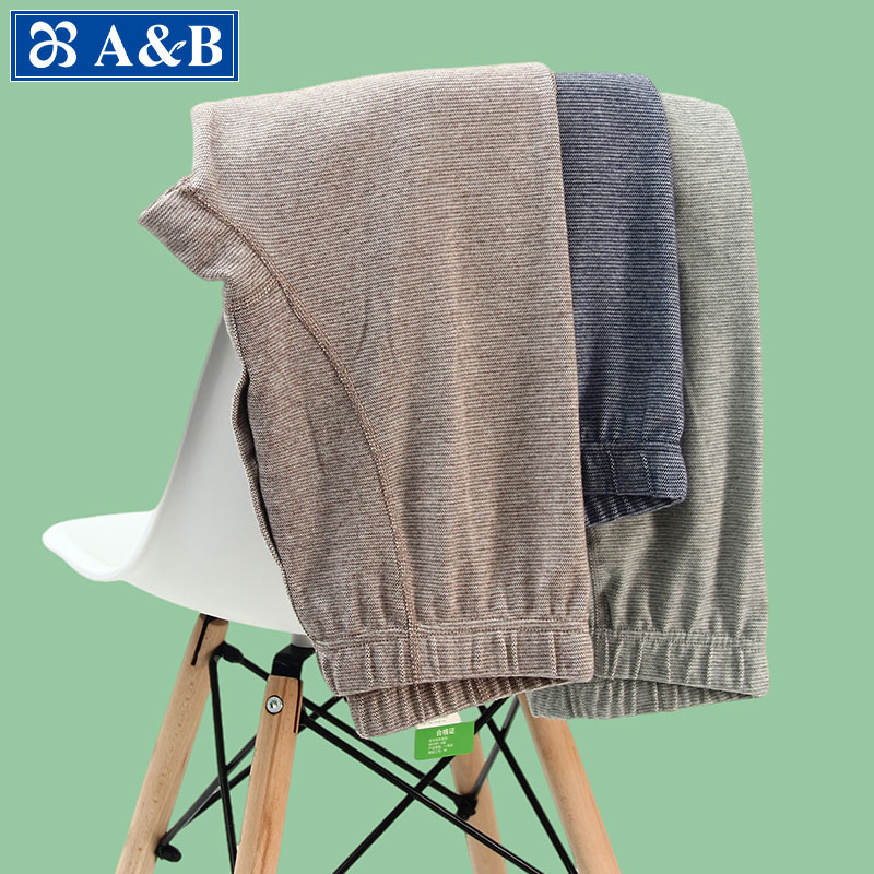 AB内衣男款纯棉保暖裤单件高档刷绒棉毛裤全棉高弹大码爸爸款秋裤