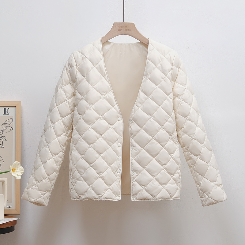 2023年大衣内搭羽绒棉秋冬短款轻薄羽绒服v领女内胆修身保暖打底