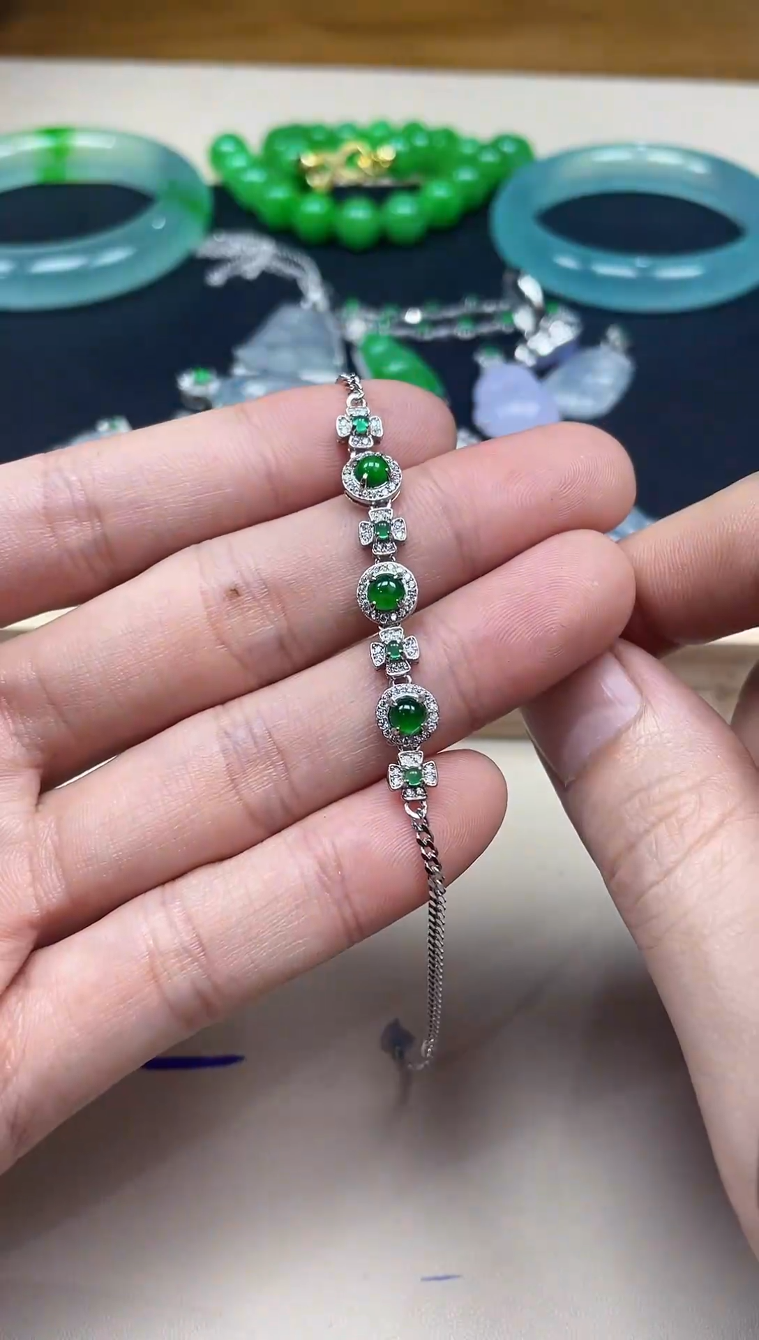 【闪购商品】翡翠手链银S925镶嵌多样性一件发货
