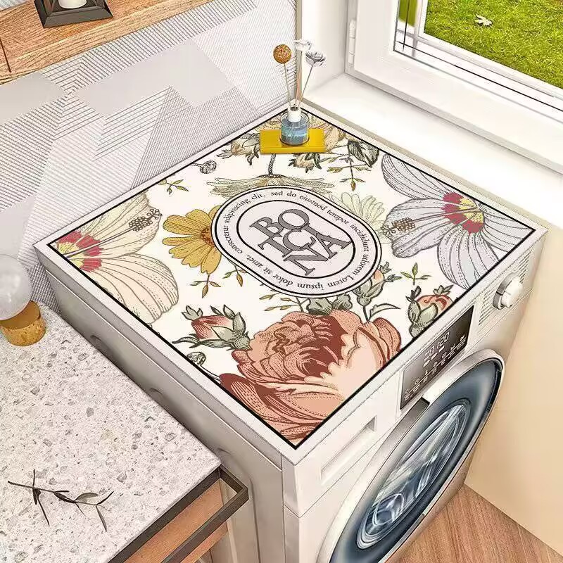 滚筒洗衣机盖布盖垫硅藻泥吸水垫微波炉冰箱顶万能盖防尘吸水垫