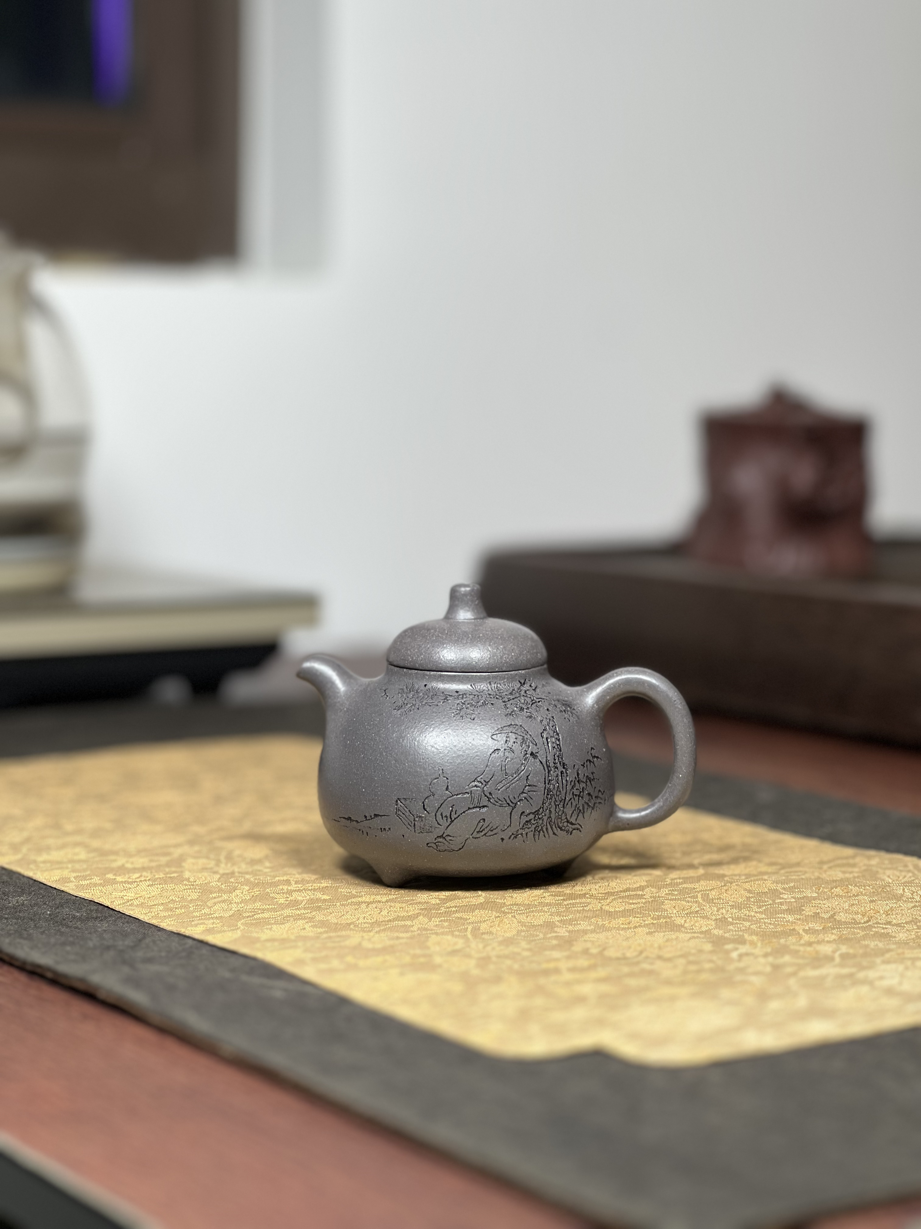 原矿天青泥三足乳鼎壶全手工160毫升宜兴茶具套装紫砂壶