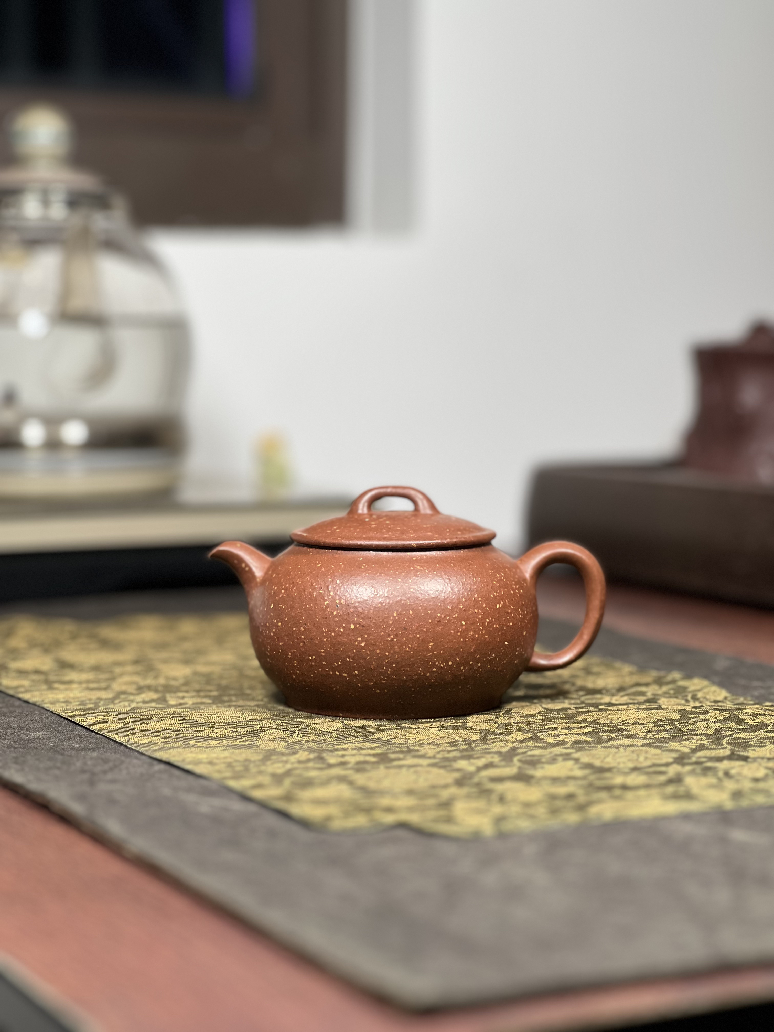 原矿粗砂红降坡汉瓦壶220毫升全手工宜兴茶具套装紫砂壶