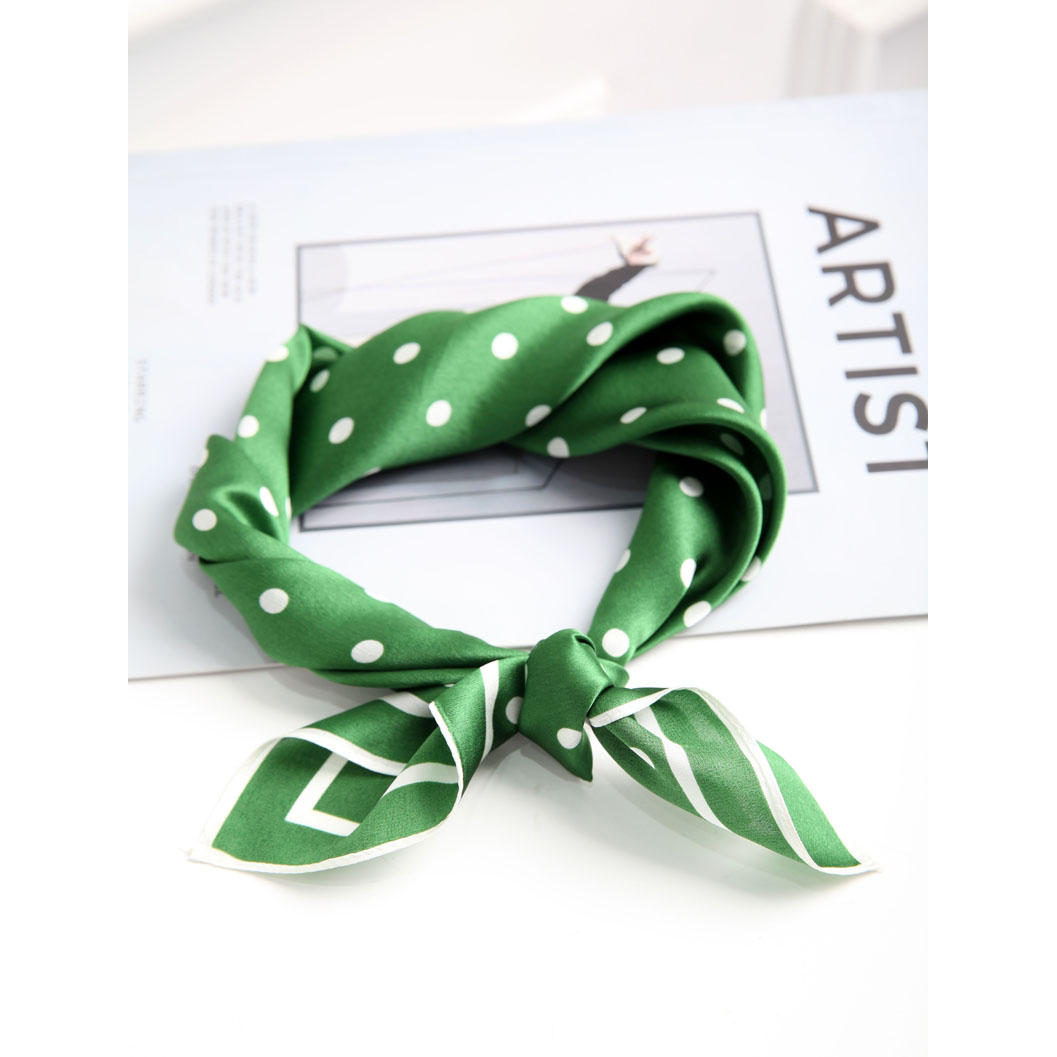 Forlin 芙临 黑钻赫本风波点百搭 真丝桑蚕丝素绉缎小方巾 170499