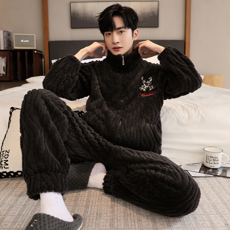 冬款睡衣男款爆款2023新款韩版男睡衣冬季加绒加厚男士睡衣家居服