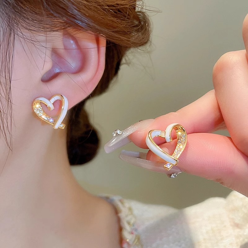 合金耳饰 56号c-1711滴油镂空爱心耳钉耳环时尚甜美简约百搭耳饰