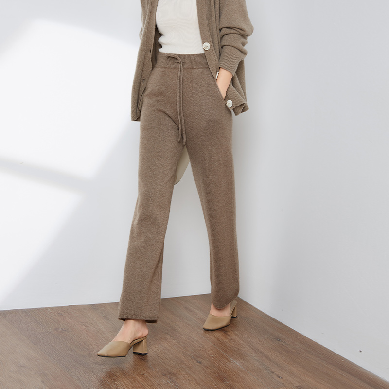 12010欧丝璐22秋冬新款100%纯山羊绒保暖偏厚简约直筒休闲裤女