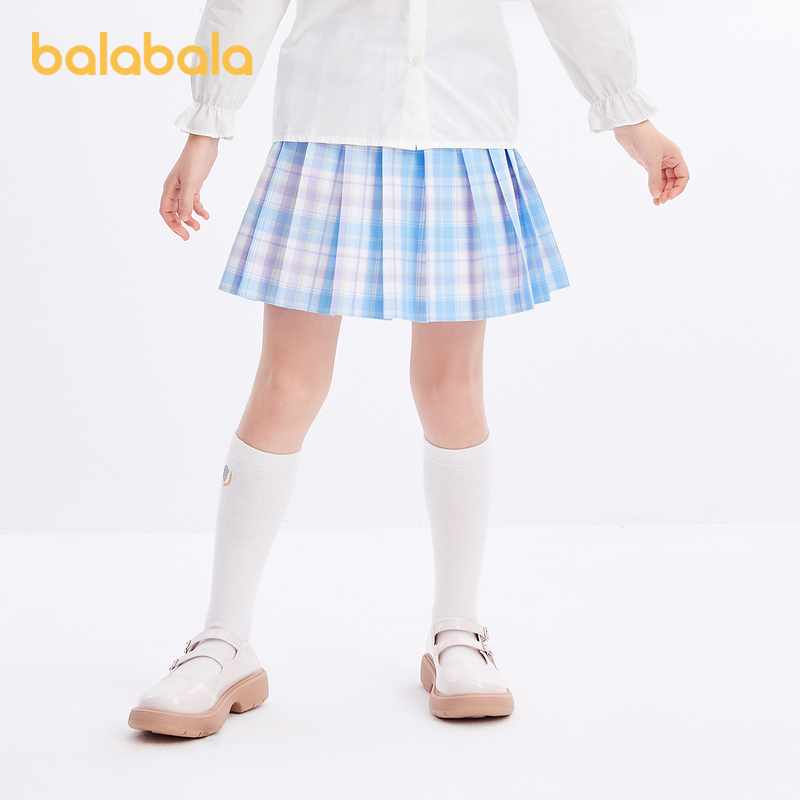 巴拉巴拉女童裙子半身裙春装短裙百褶裙中大童童装小童格子幼童