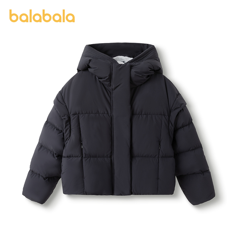 巴拉巴拉童装儿童短款羽绒服女童冬季中大童保暖连帽鹅绒外套洋气