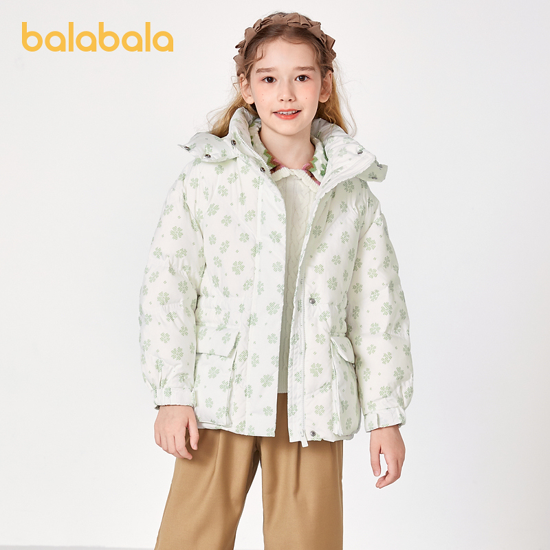 巴拉巴拉童装女童羽绒服秋冬季儿童连帽保暖外套收腰时尚中大童潮