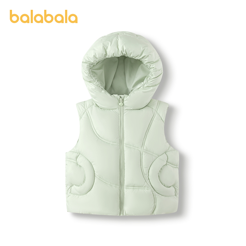 巴拉巴拉童装女童马甲秋冬新款连帽外套纯色百搭趣味可爱柔软舒适