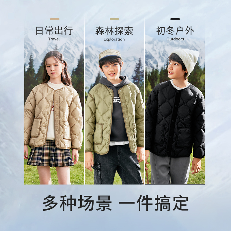 巴拉巴拉童装男童羽绒服秋冬季女小童中大童V领时尚保暖百搭外套