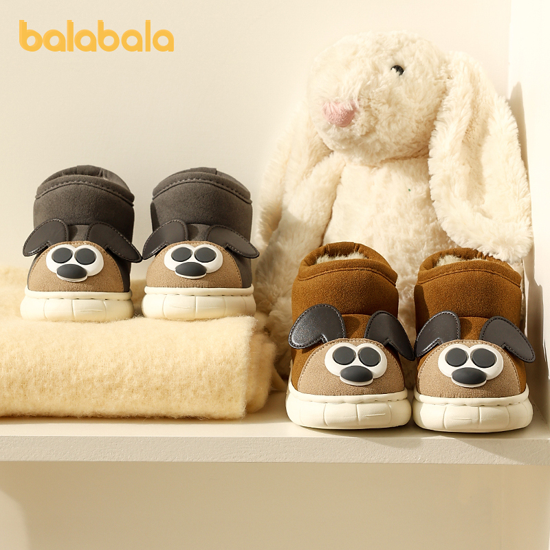 巴拉巴拉童鞋儿童棉靴加绒保暖雪地靴男童女童冬装家居鞋