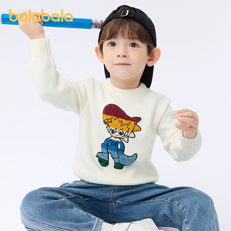 巴拉巴拉童装男童毛衣可爱卡通绣花针织衫秋冬套头衫小童毛衣时尚