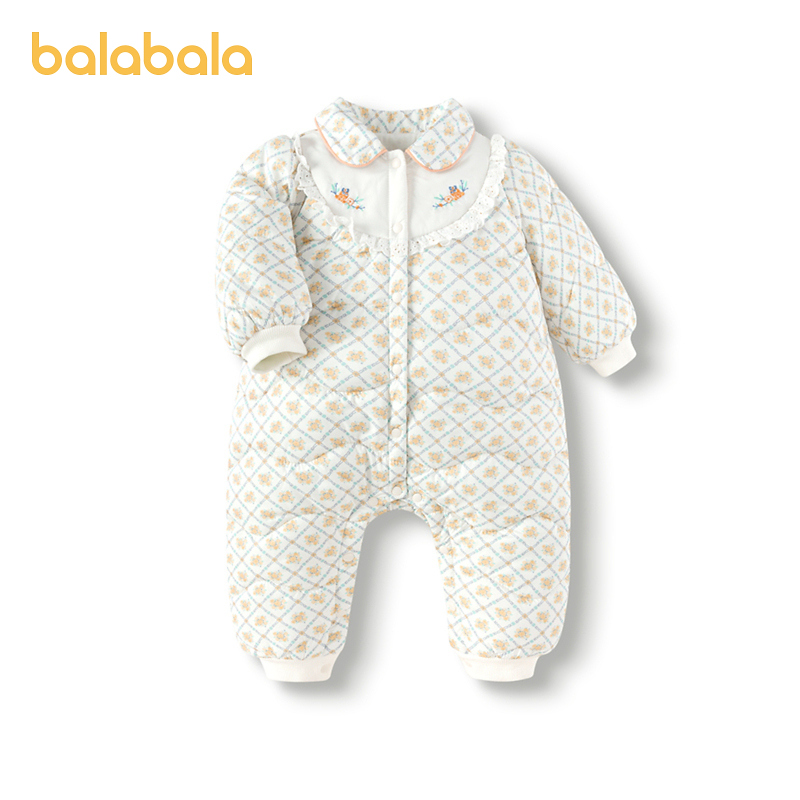 巴拉巴拉宝宝外出连体衣女儿童哈衣包屁衣冬装外出服加厚保暖亲肤