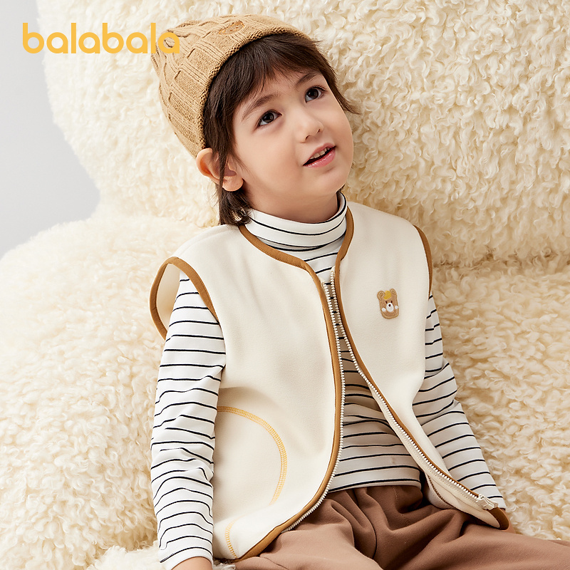 巴拉巴拉儿童宝宝保暖背心秋冬季加厚摇粒绒马甲男女童加绒外穿