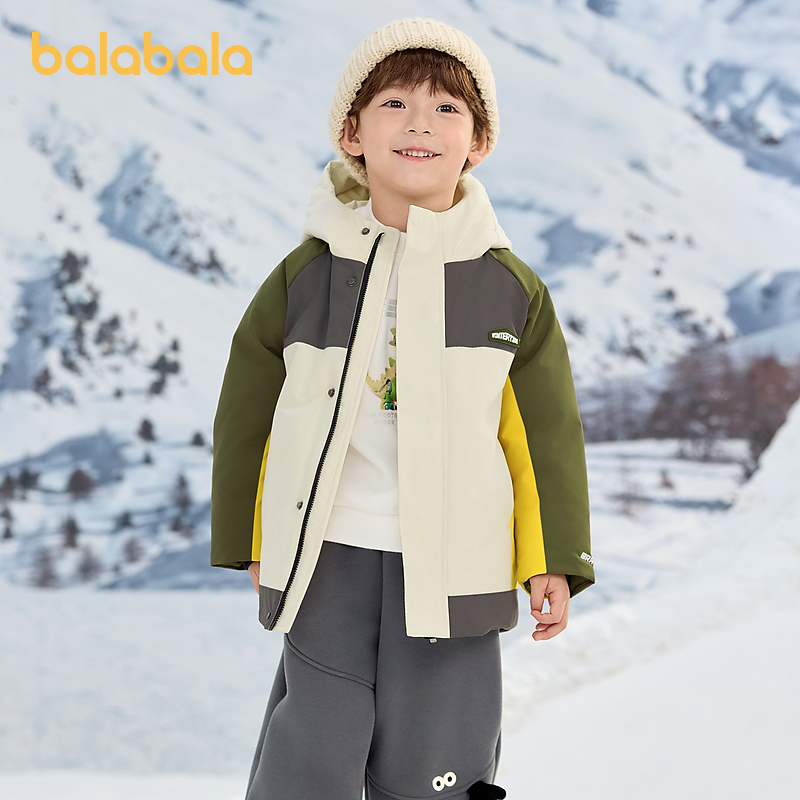 巴拉巴拉儿童羽绒服男童外套厚款保暖舒适宝宝上衣拼接潮流酷冬季