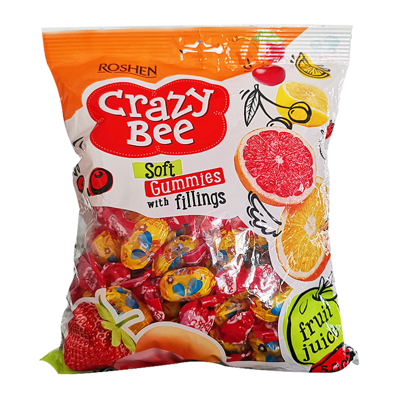 俄罗斯乌克兰进口小蜜蜂口味系列果汁夹心软糖果喜糖营养多种香甜