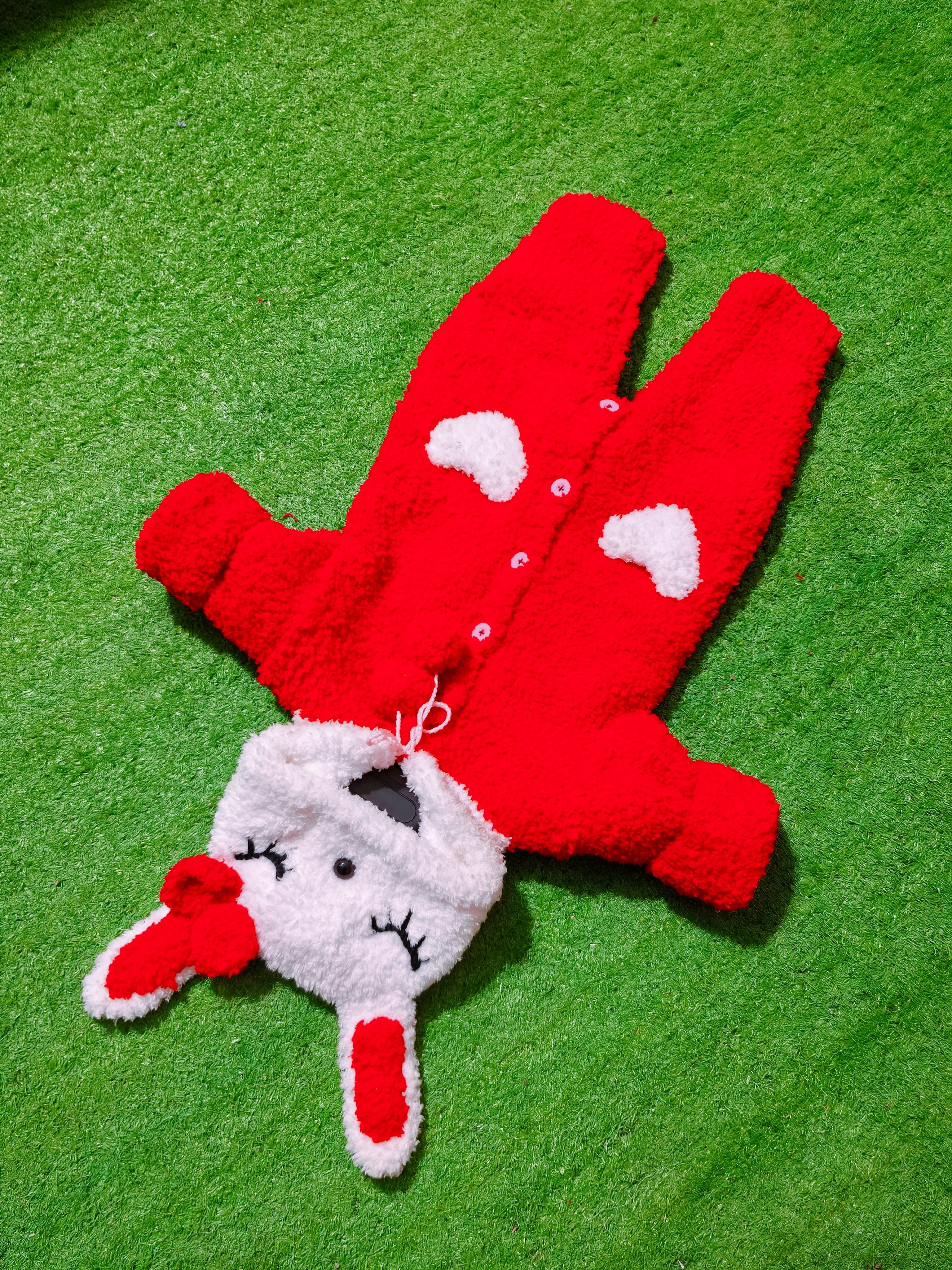 (纯手工针织)三股绒绒线，儿童卡通连体衣