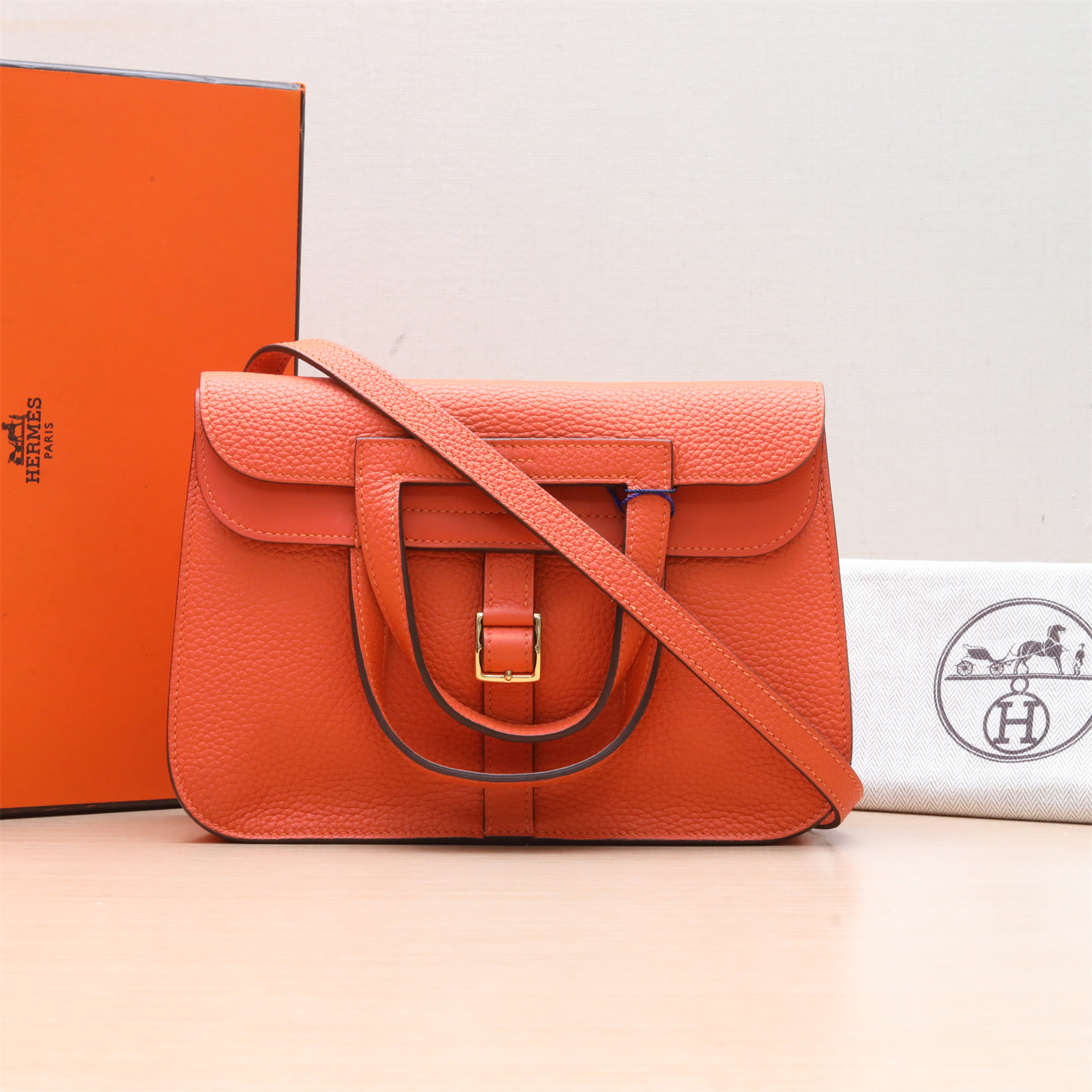99新 Hermes/爱马仕 小花柳 P234758678 Halzan 25 双提手单肩包
