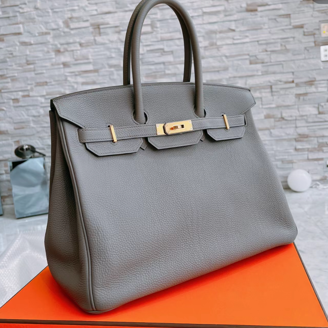 99新 Hermes/爱马仕 小花Jerry P213758446 Birkin35锡器灰 T刻包