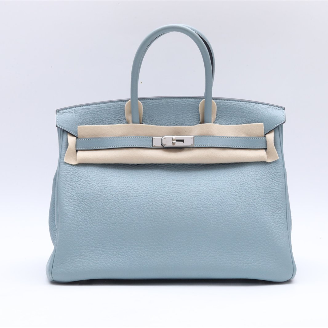 99新 Hermes/爱马仕 小花Jerry P234245388 Birkin 35 亚麻蓝 框M