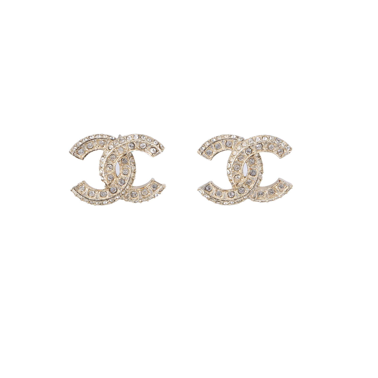 99新 Chanel/香奈儿 小花柳双C 水钻 耳环 合金