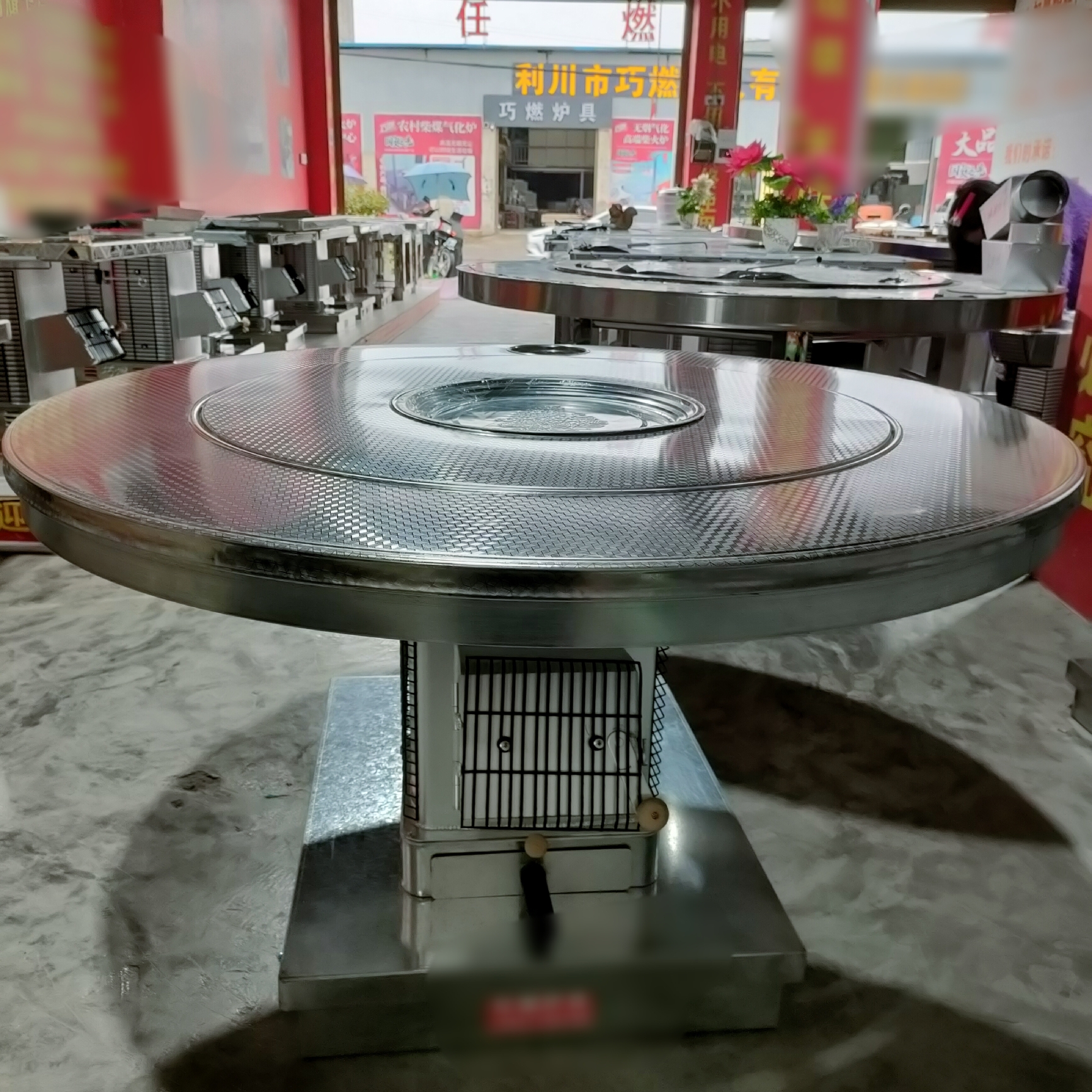 巧燃/任燃116CM圆平转304不锈钢万福花镀锌平底座柴煤两用气化炉