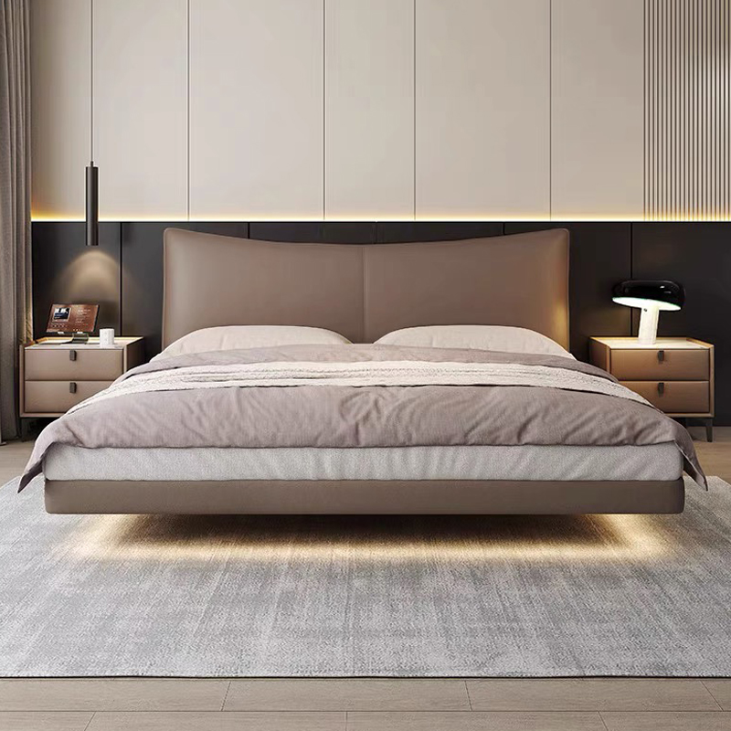 香奈儿软体床牛皮极简真皮半青悬浮床1.8米双人床主卧香奈儿床