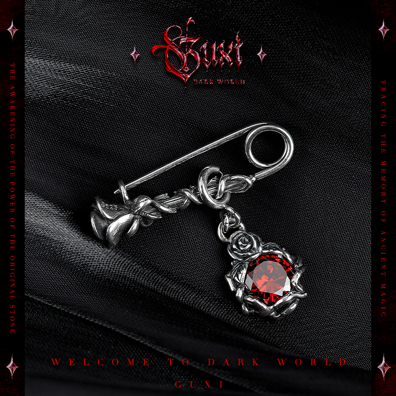 GUXI/古西 925银胸针 【血色】暗黑风别针男小众设计高级感生日礼物