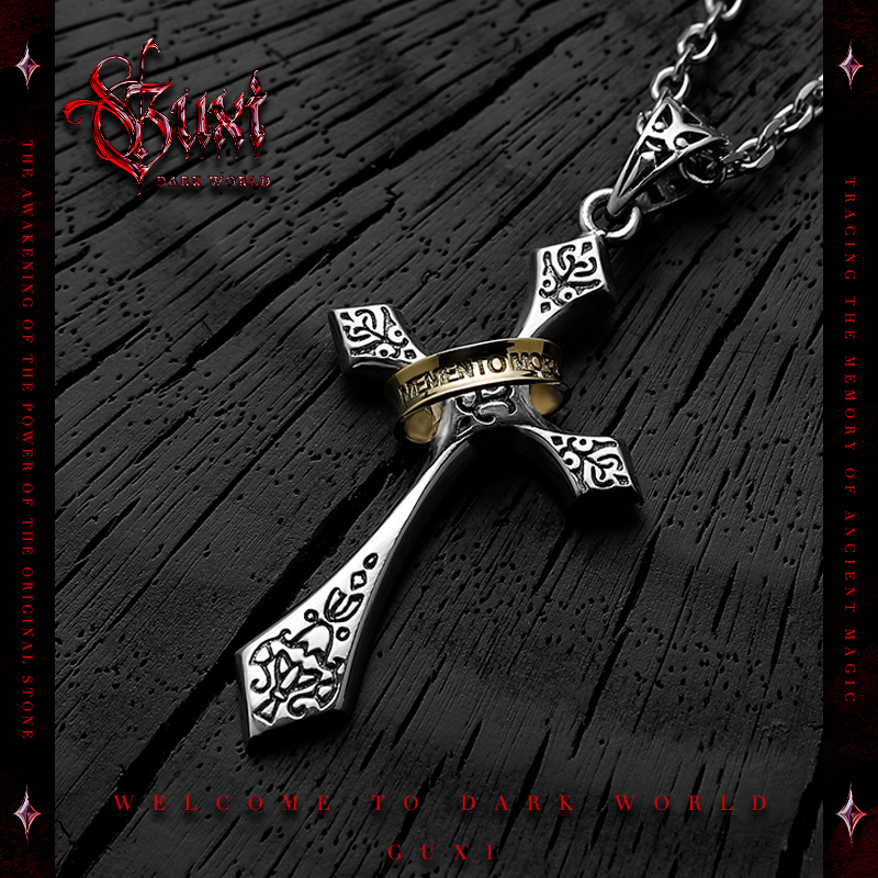 GUXI/古西 坠链均925银 【圣光之环】暗黑风十字架吊坠小众生日礼物