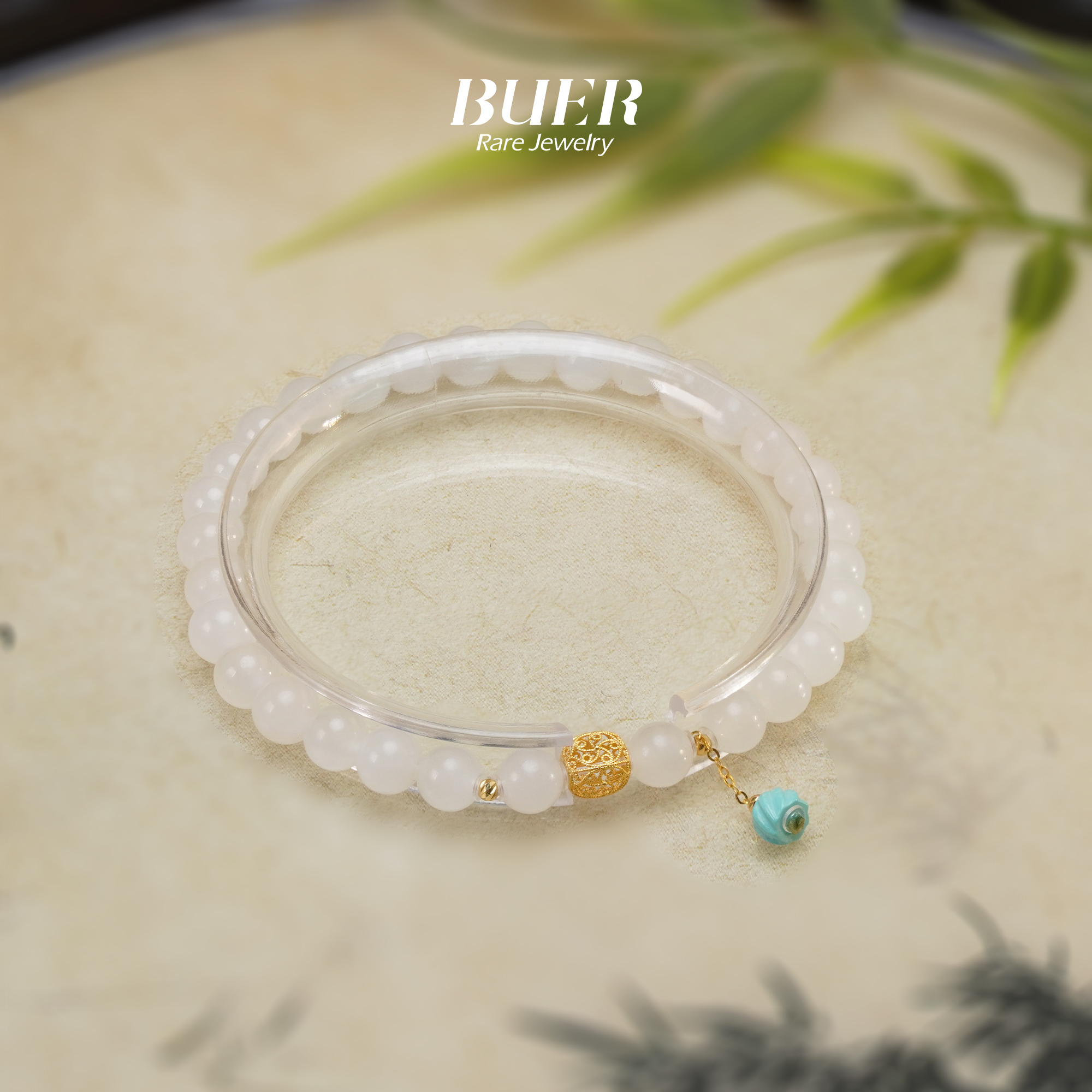 【不二】和田玉白玉18K金单圈手串5mm+