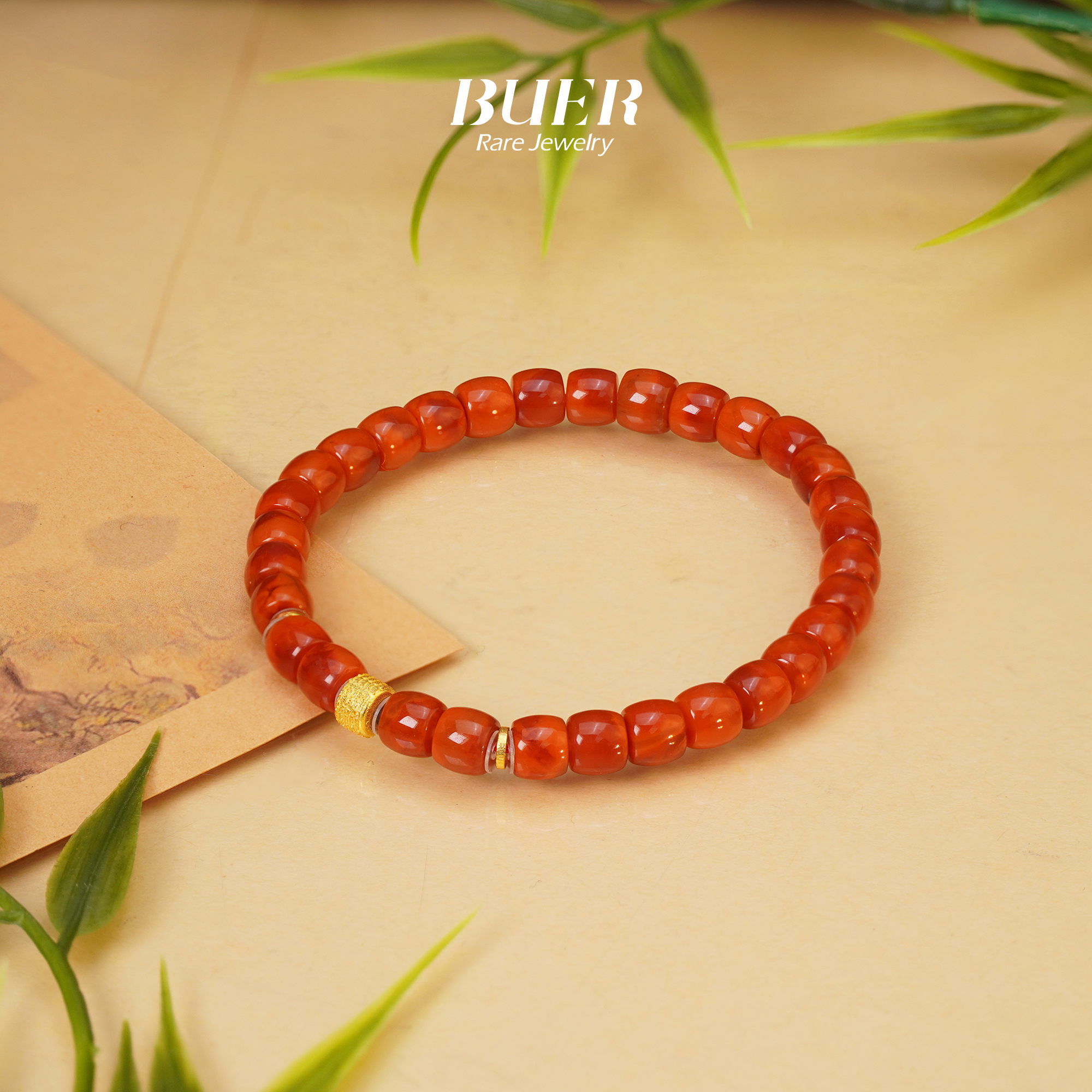 【不二】南红18K金DIY直切手串6mm+