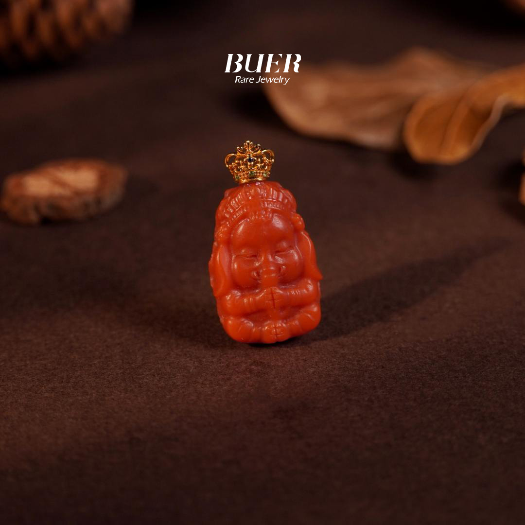 【不二】南红18K金吊坠象神宝宝可爱精美送礼推荐（不含链）