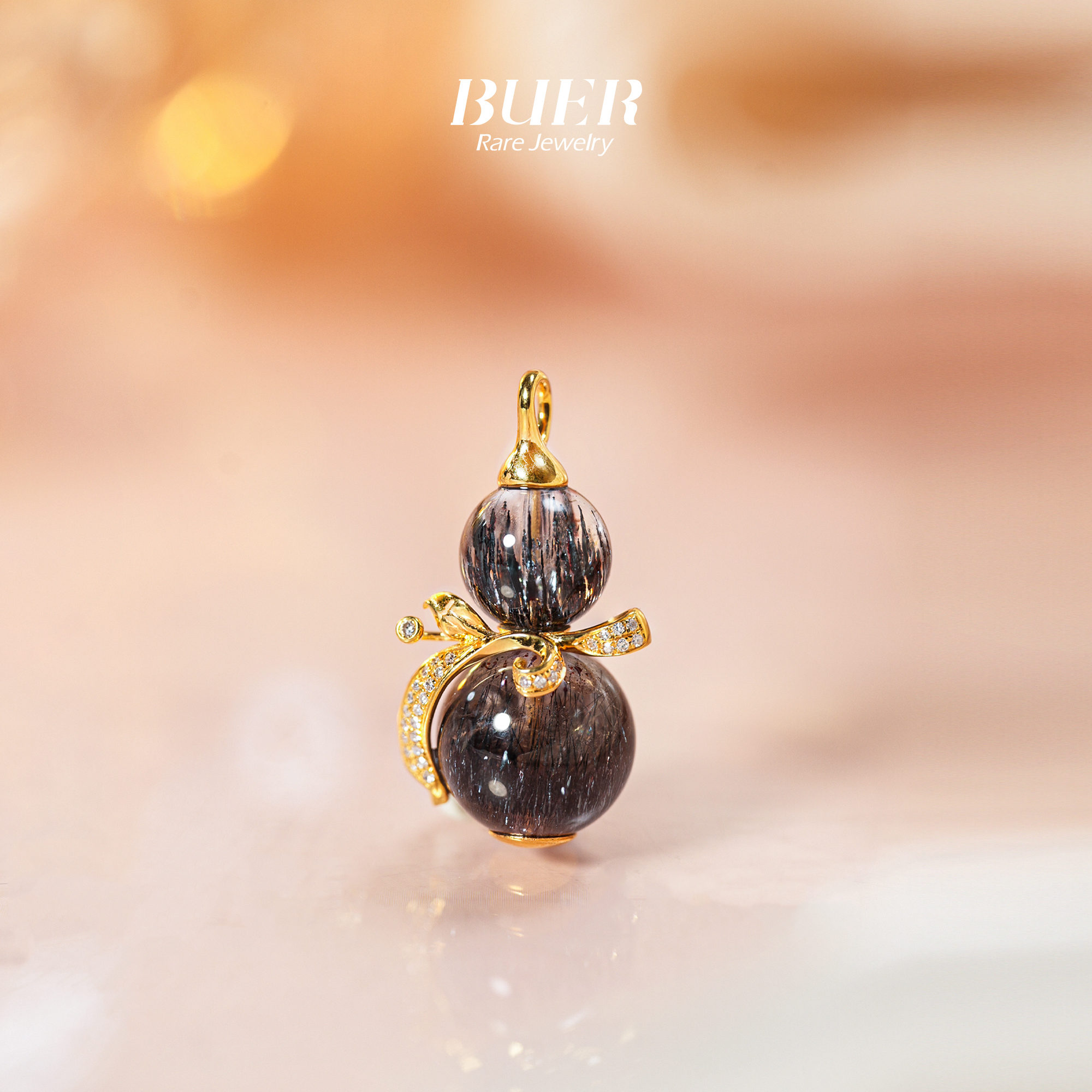 【不二·全磁超七】18K金镶超七天然水晶葫芦吊坠 不含链-多样性发一