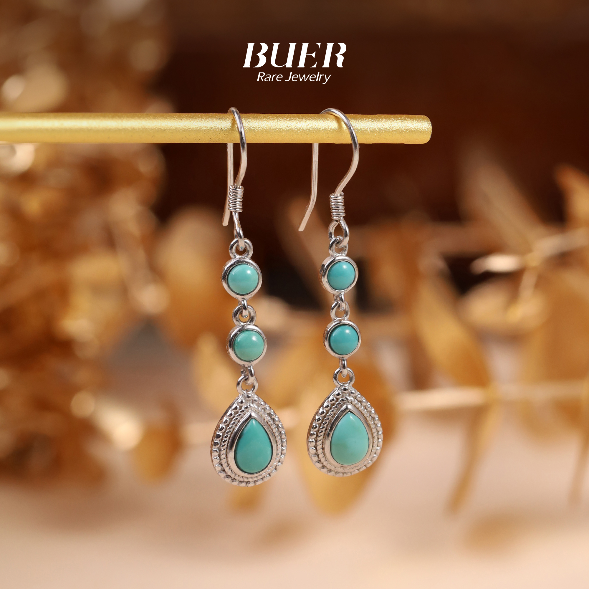 【不二】绿松石耳坠耳饰S925银镶时尚百搭精美气质女款