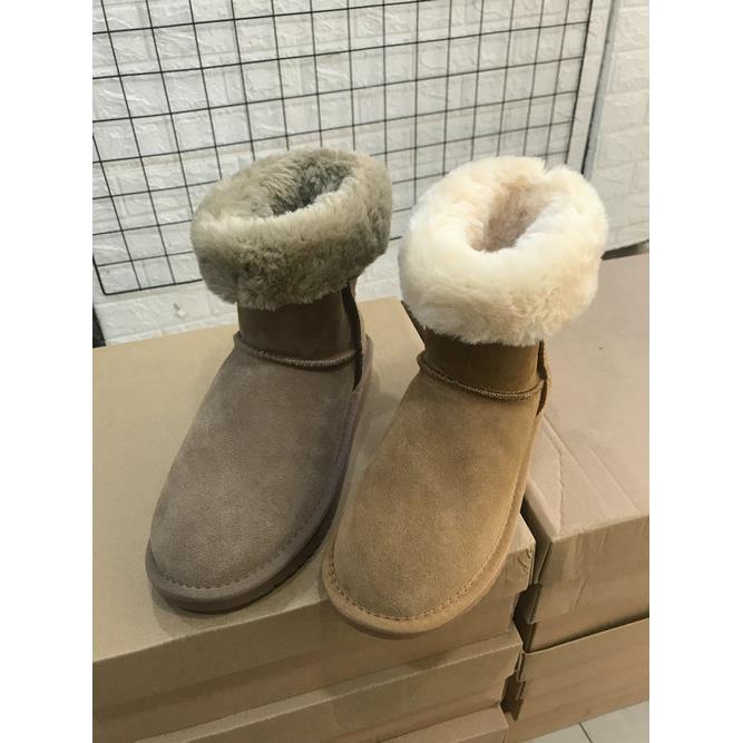 红蜻蜓牌加绒加厚底保暖防滑真皮可爱中筒雪地靴女棉鞋冬季2022年