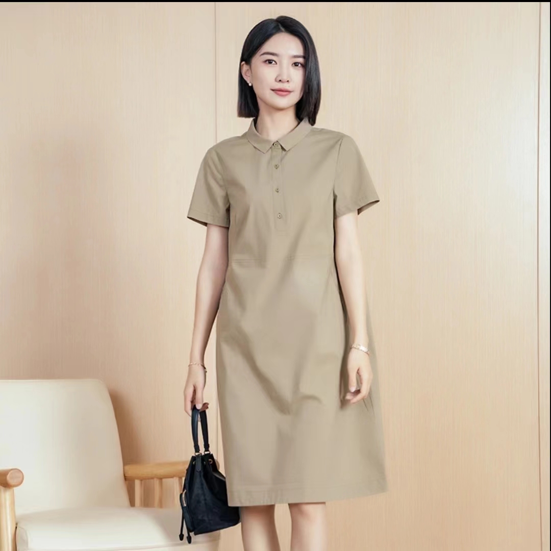 2024夏季新款气质大方显瘦文艺范方领棉感连衣裙