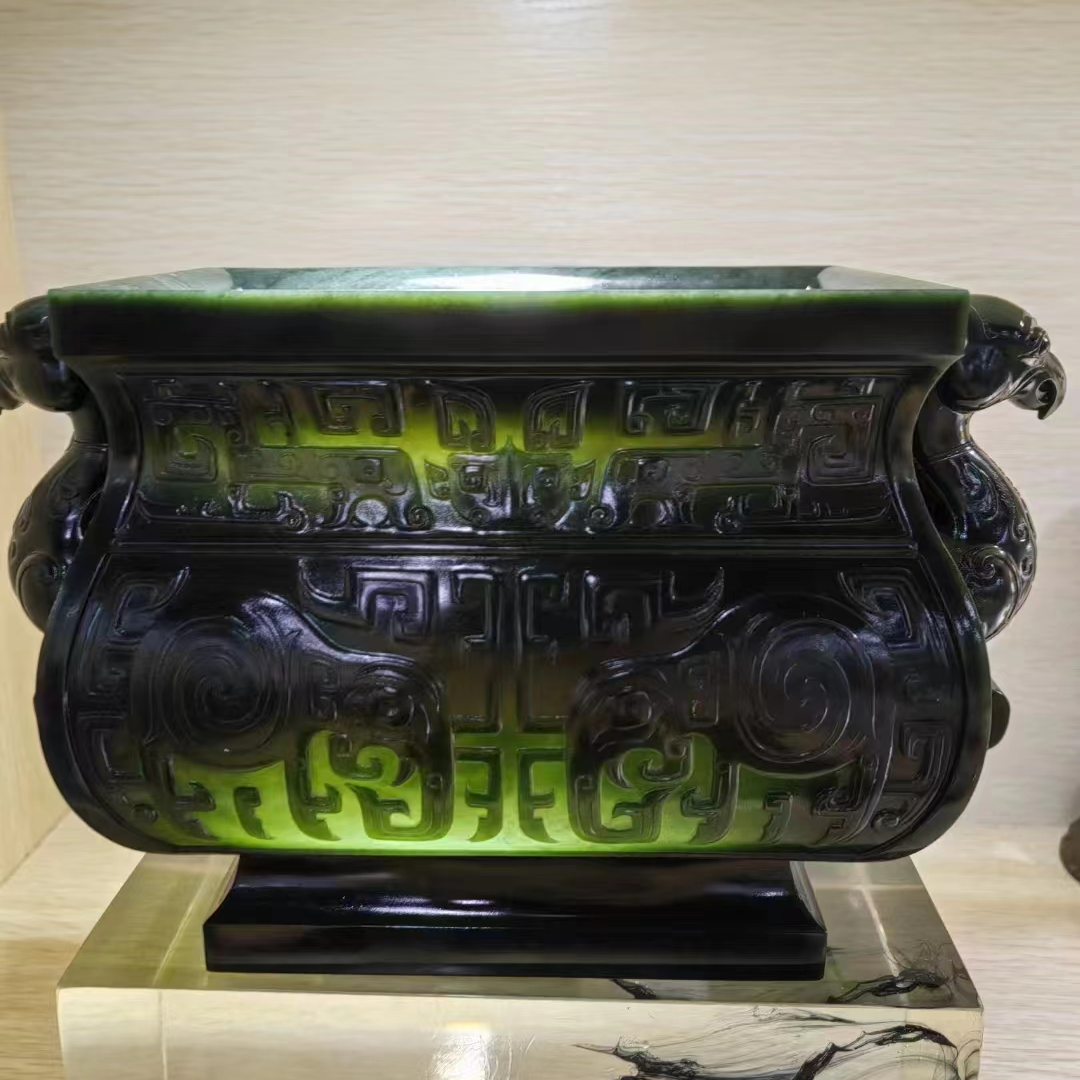 青玉皿方罍复古青铜器纹饰 工艺精致到极致