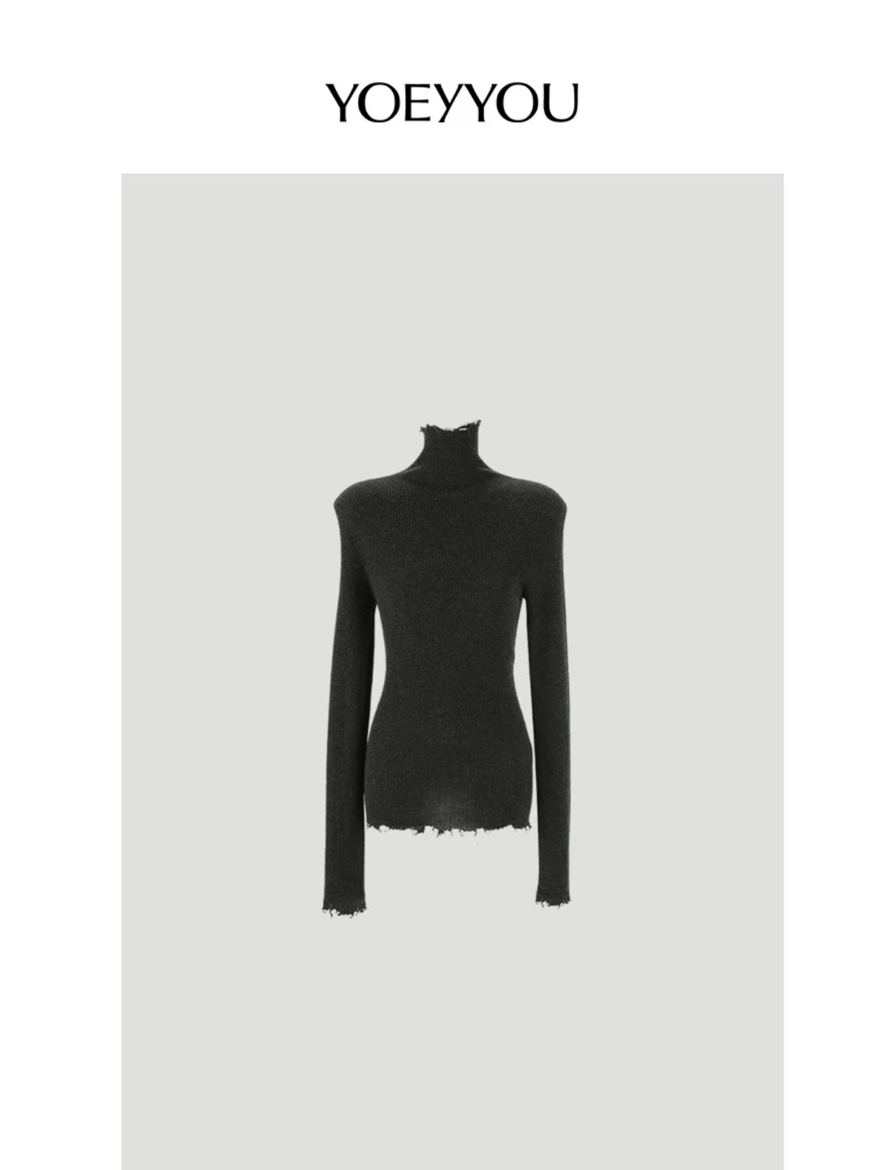 YOEYYOU花黑色磨边针织上衣