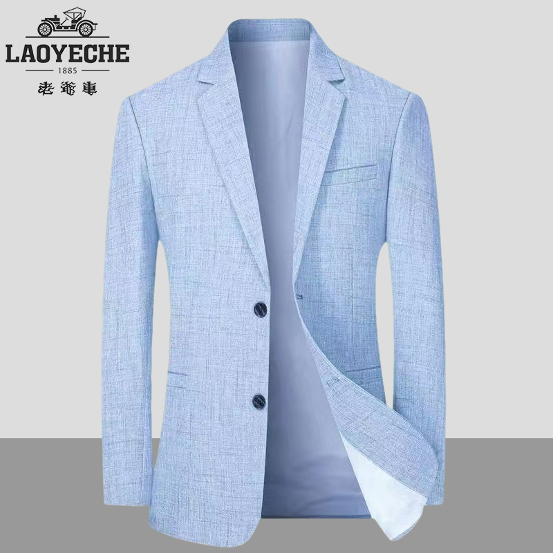 老爷车男装夏季休闲防晒西服外套中年男士商务修身轻薄款小西装春商品图