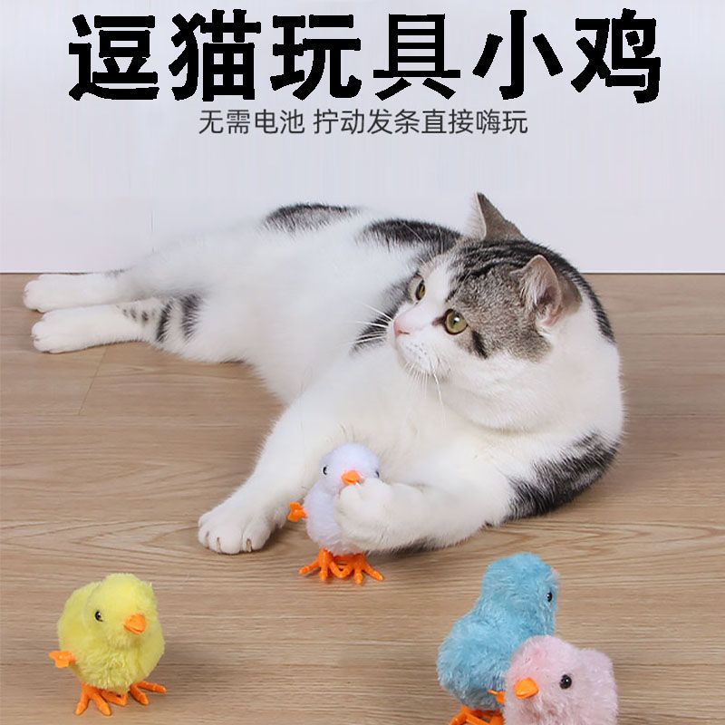 猫玩具猫咪解闷神器自嗨逗猫棒仿真毛绒发条小鸡幼猫成猫宠物用品