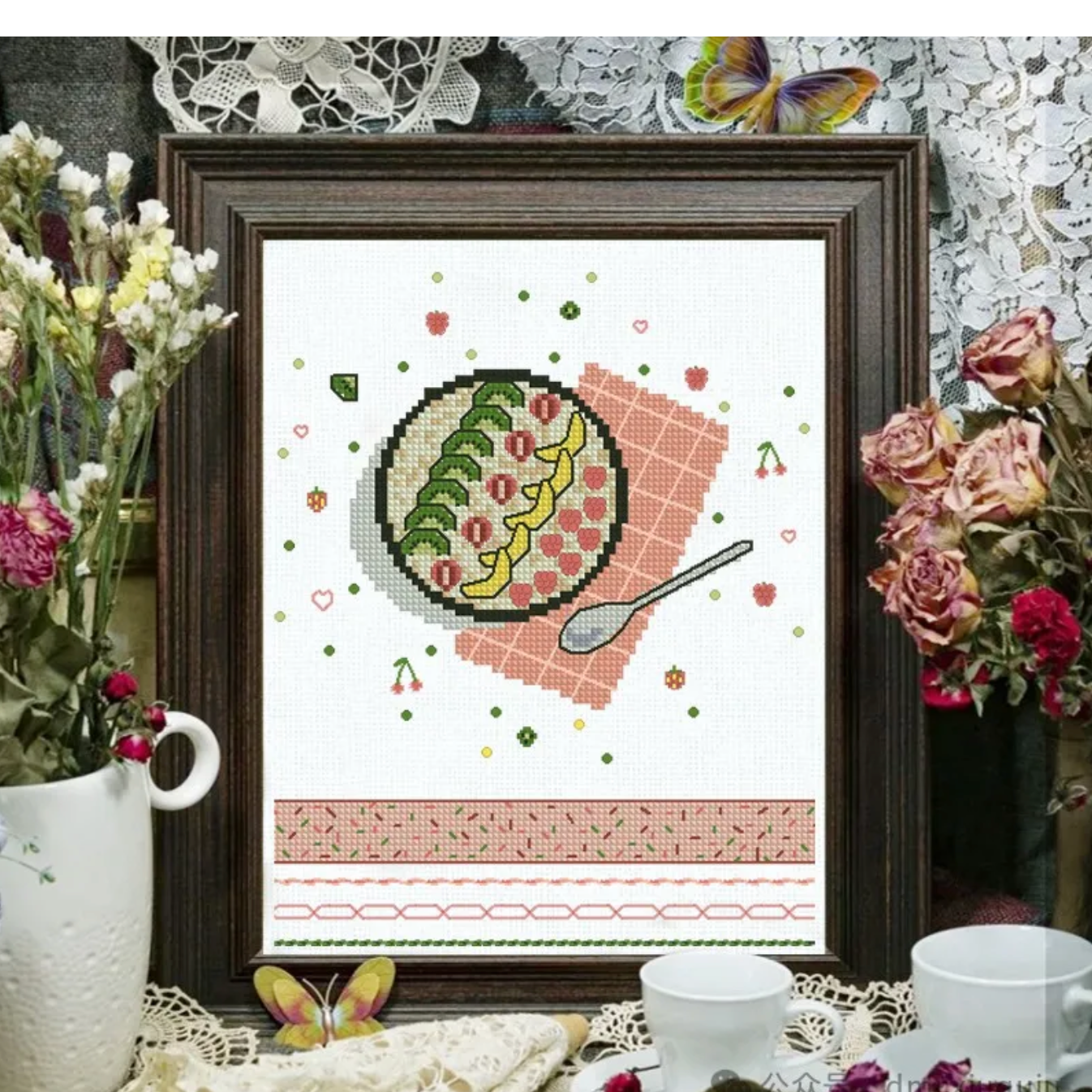 法国DMC水果碗 DMC 热卖印花新款DMC纯棉绣线十字绣zw本白布