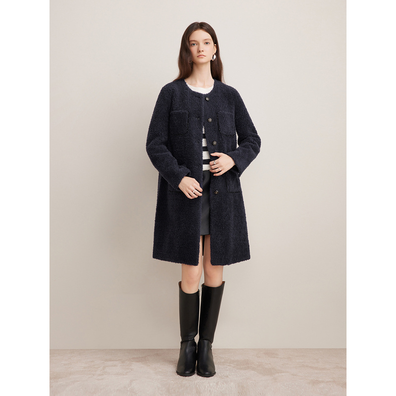 Goodland美地女装2025冬季新款保暖羊剪绒羊毛大衣外套LC64580020