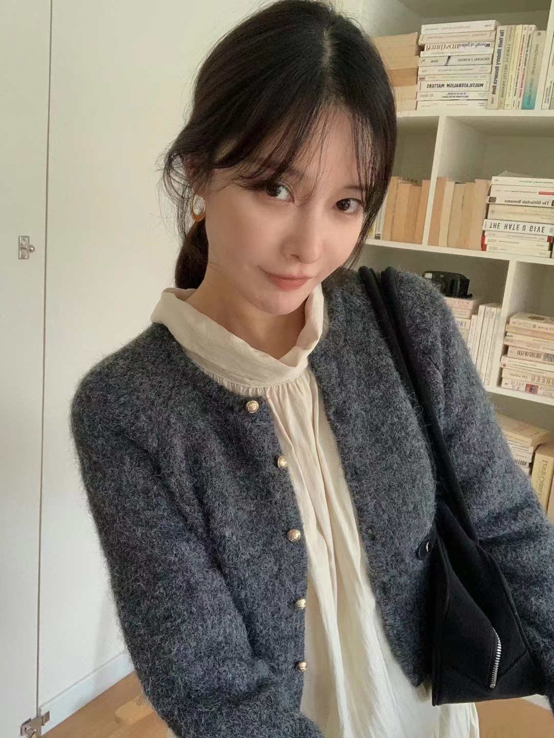 Deventi休闲秋季时尚韩排扣羊开衫no退no换