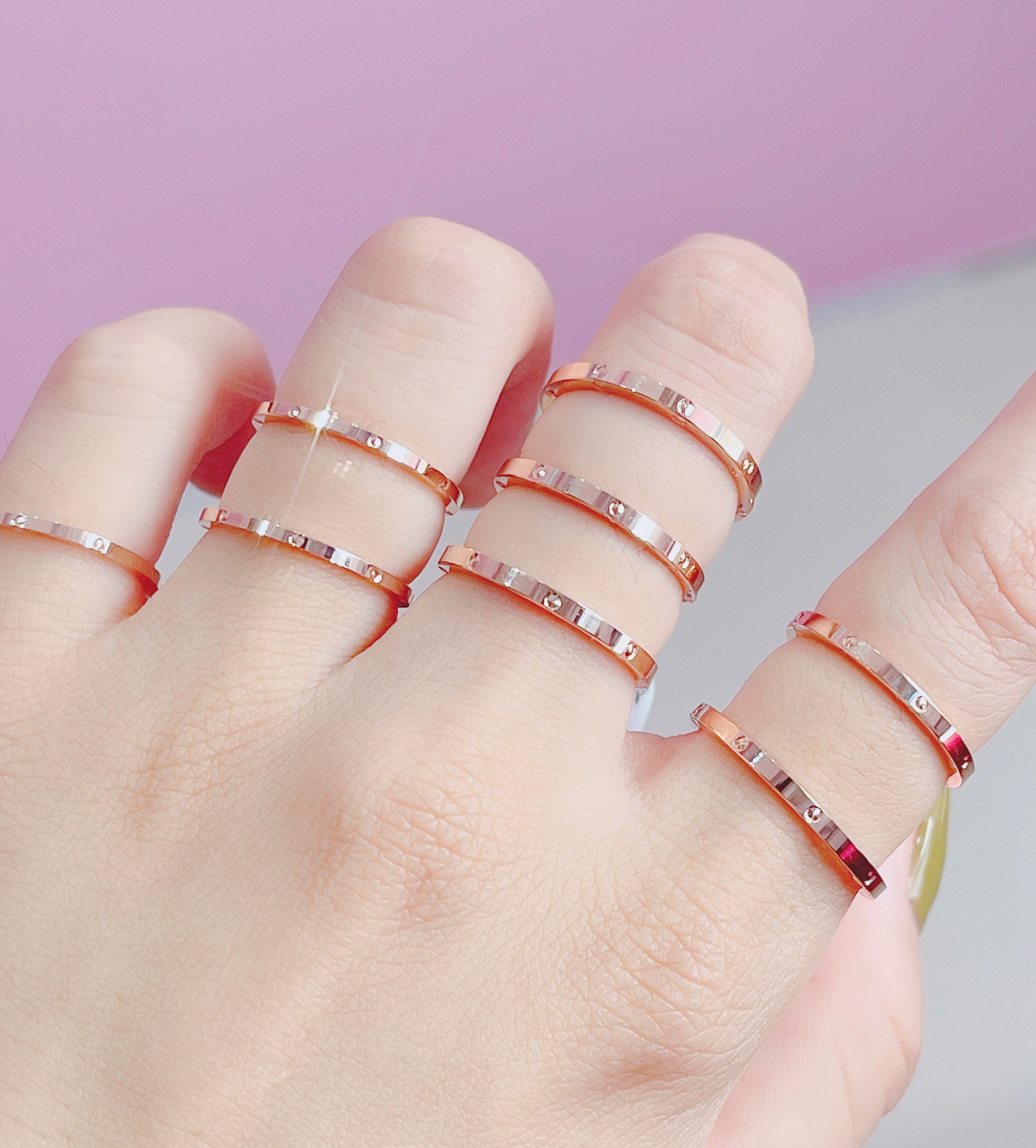 18k金米字小卡戒指（面宽2mm）多样性发一件02